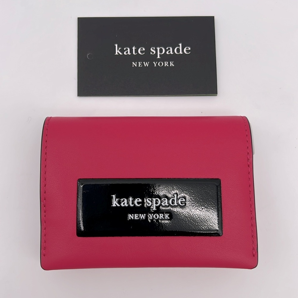 Kate Spade Label Card Case Trifold Wallet Rosehip